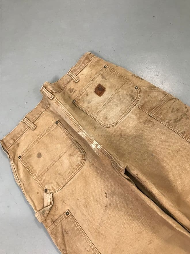 Vintage Faded Carhartt Double Knee Denim – Beige – Size 38 — image 5 of 8