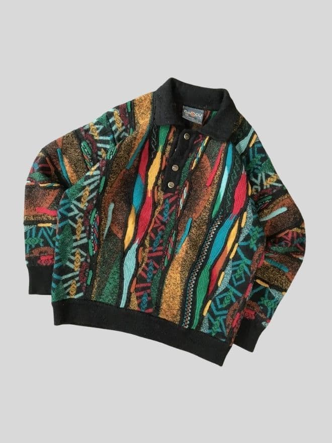 Vintage Coogi Style Multicolor Knit Sweater – Men’s M — image 4 of 6