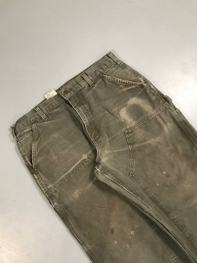 Vintage Carhartt B01 Double Knee Workwear Pants | Distressed Olive Green | Size 34 — image 5 of 9