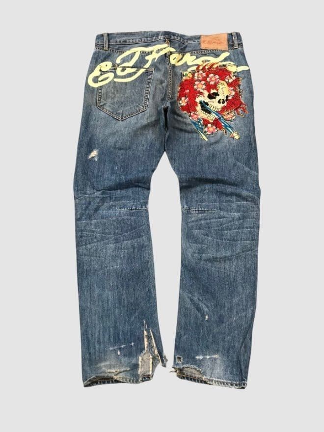 BUNDLE OF 15 CRAZY VINTAGE ED HARDY EMBROIDERED DENIM — image 7 of 13