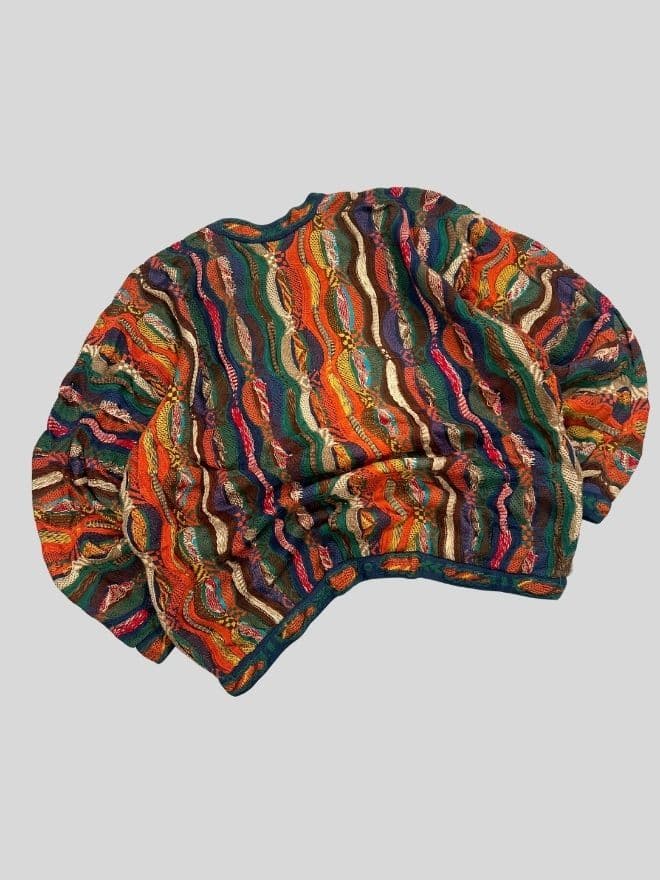 Vintage COOGI 3D Multicolor Knit Cardigan | Textured Pattern | Size XL — image 5 of 9