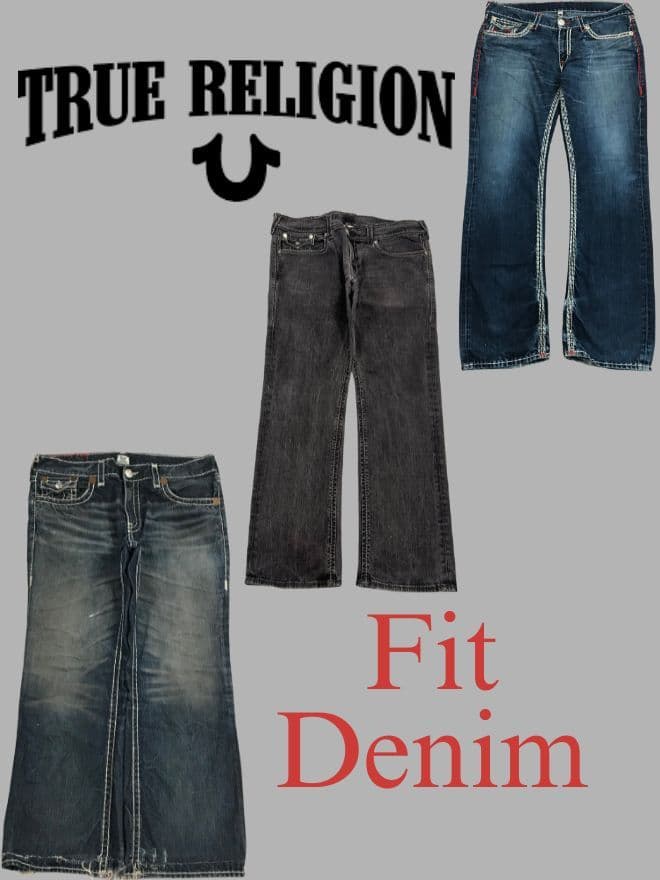 Bundle of 3 Vintage True Religion Denim Jeans – Straight, Baggy & Black (Men’s Sizes 38–40) — image 17 of 20