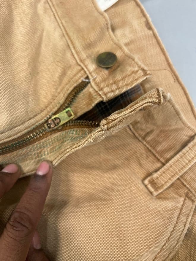Vintage Carhartt B111 BRN Blanket Lined Carpenter Denim — image 5 of 10