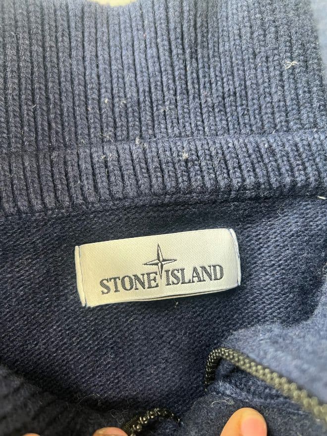 Vintage Stone Island Button-Up Knit Sweater – Blue – Size S — image 7 of 11