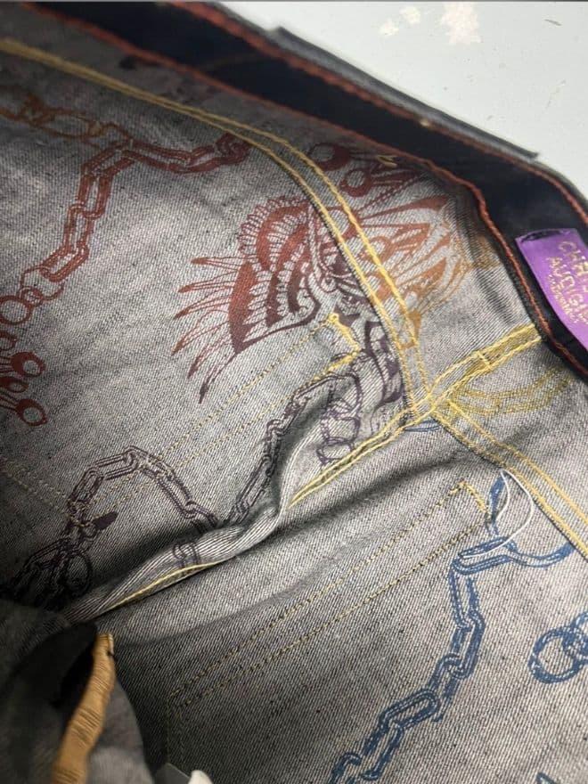 Vintage Ed Hardy Crazy Skull Embroidered Baggy Denim – Size 40 thumbnail 3