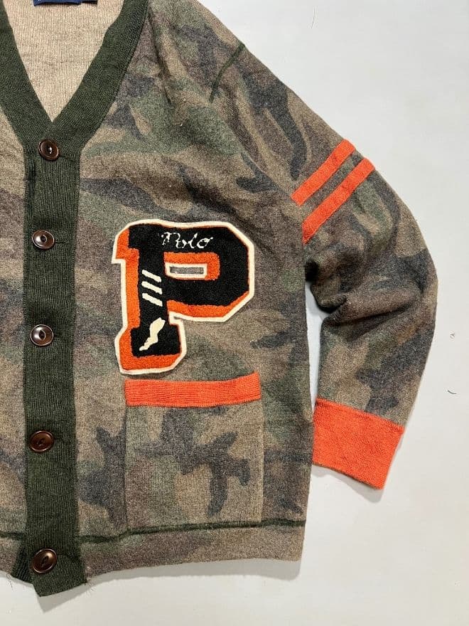 Vintage Polo Ralph Lauren Camo Knit Cardigan Sweater Women’s L Gray — image 9 of 9