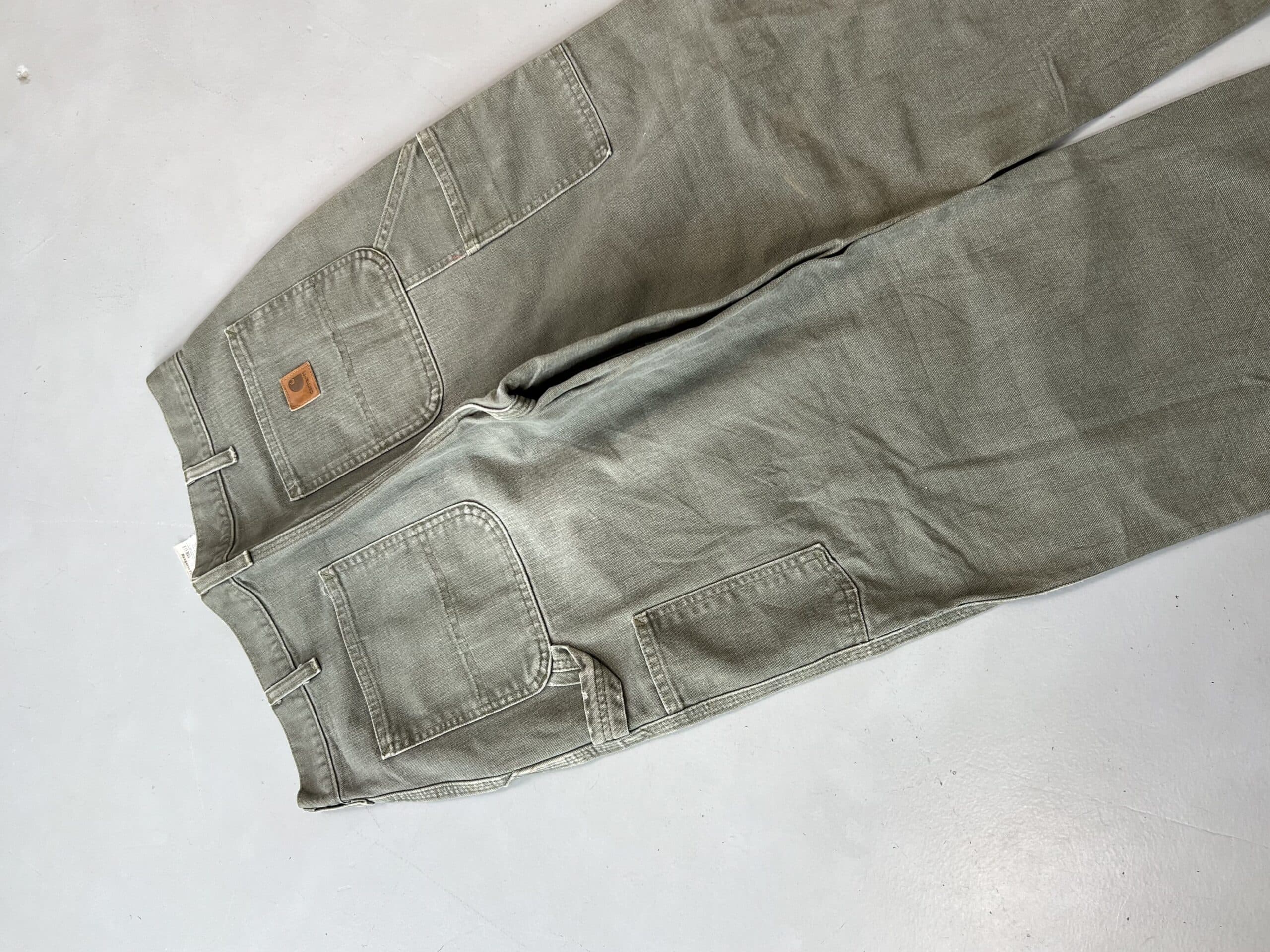 Vintage Carhartt B11 Moss Carpenter Denim – Green Workwear Pants (Size 34) thumbnail 2