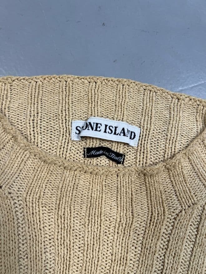 Vintage Stone Island Button-Up Knit Sweater | Yellow | Size M — image 5 of 10