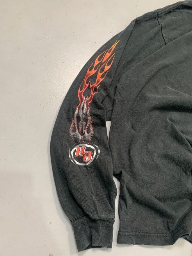 Vintage Harley-Davidson Flame Graphic Long Sleeve T-Shirt – Black – Men’s XL – Streetwear — image 9 of 10