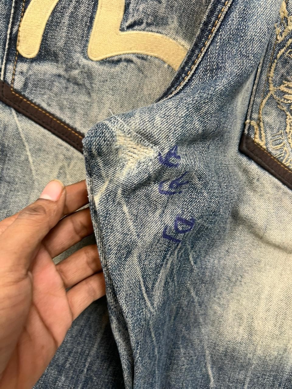 vintage y2k embroidered japanese denim pants — image 5 of 8