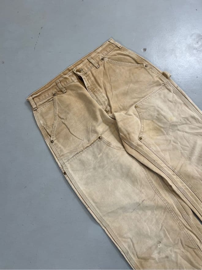 Vintage Carhartt B01 BRN Sun-Faded Double Knee Work Pants — Size 32 — image 5 of 7