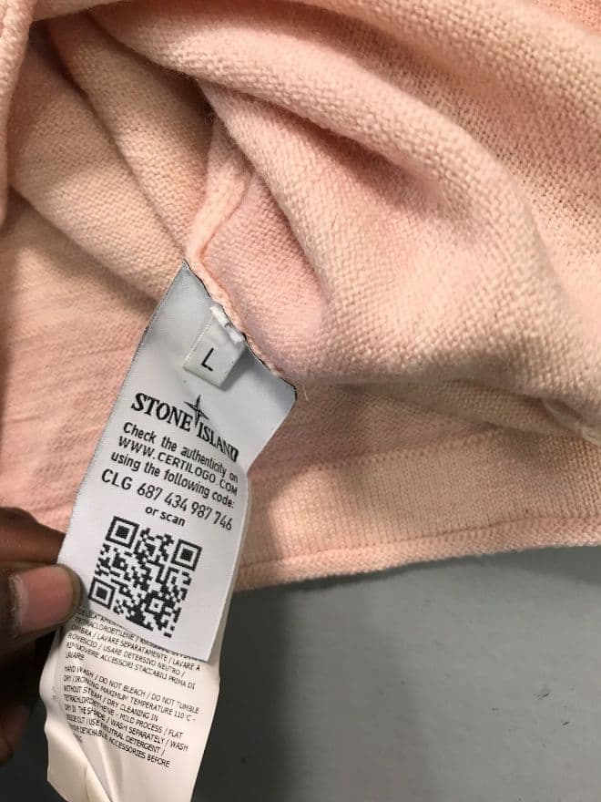 Vintage Stone Island Button-Up Knit Sweater – Men’s S – Pink Streetwear — image 6 of 8