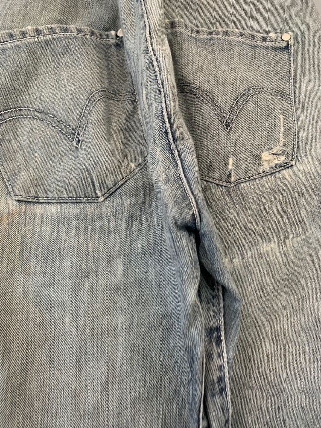 Levi's Vintage Engineer Jeans – Blue Denim – Size 33 – Distressed Avant-Garde Style — image 10 of 13