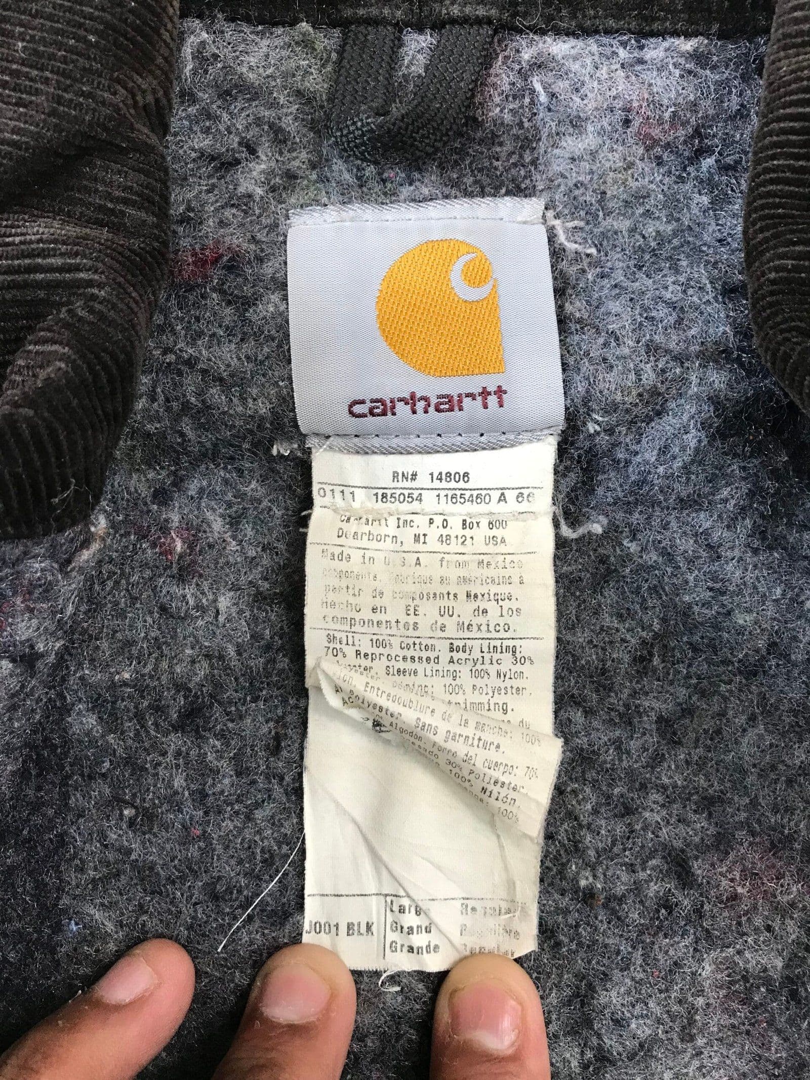 Vintage Carhartt J001 BLK Detroit Qulit Lined Jacket — image 9 of 9