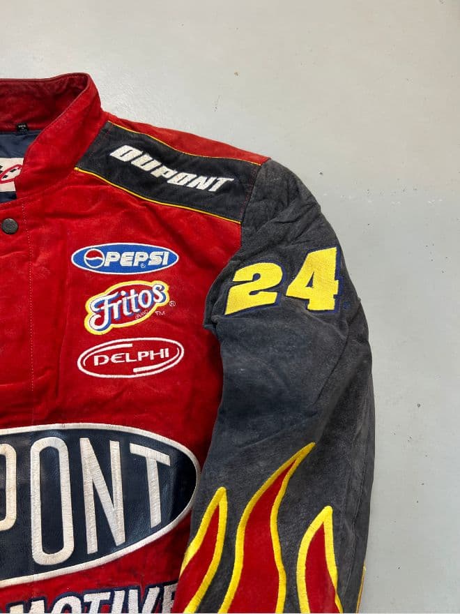 Vintage Jeff Hamilton Chase NASCAR Racing Suede Patch Jacket – Multi Color – Size S — image 8 of 13