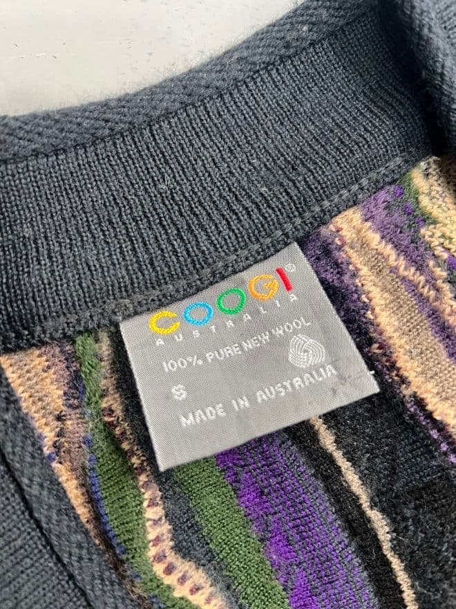 Vintage Coogi 3D Multicolor Knit Cardigan — Size S | Rare Textured Sweater — image 8 of 9