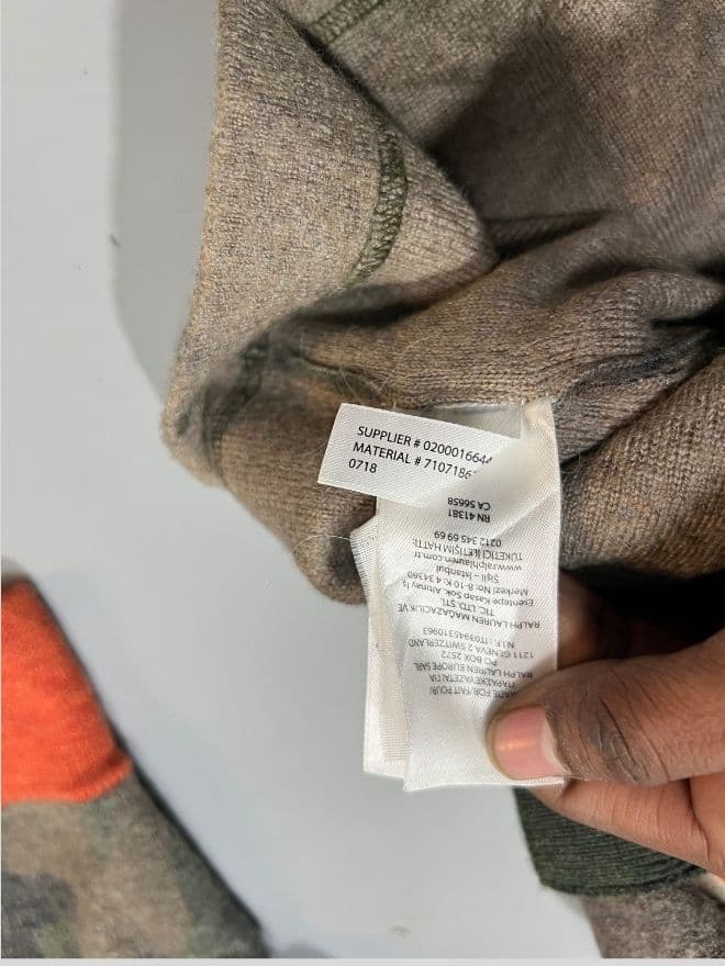 Vintage Polo Ralph Lauren Camo Knit Cardigan Sweater Women’s L Gray — image 6 of 9