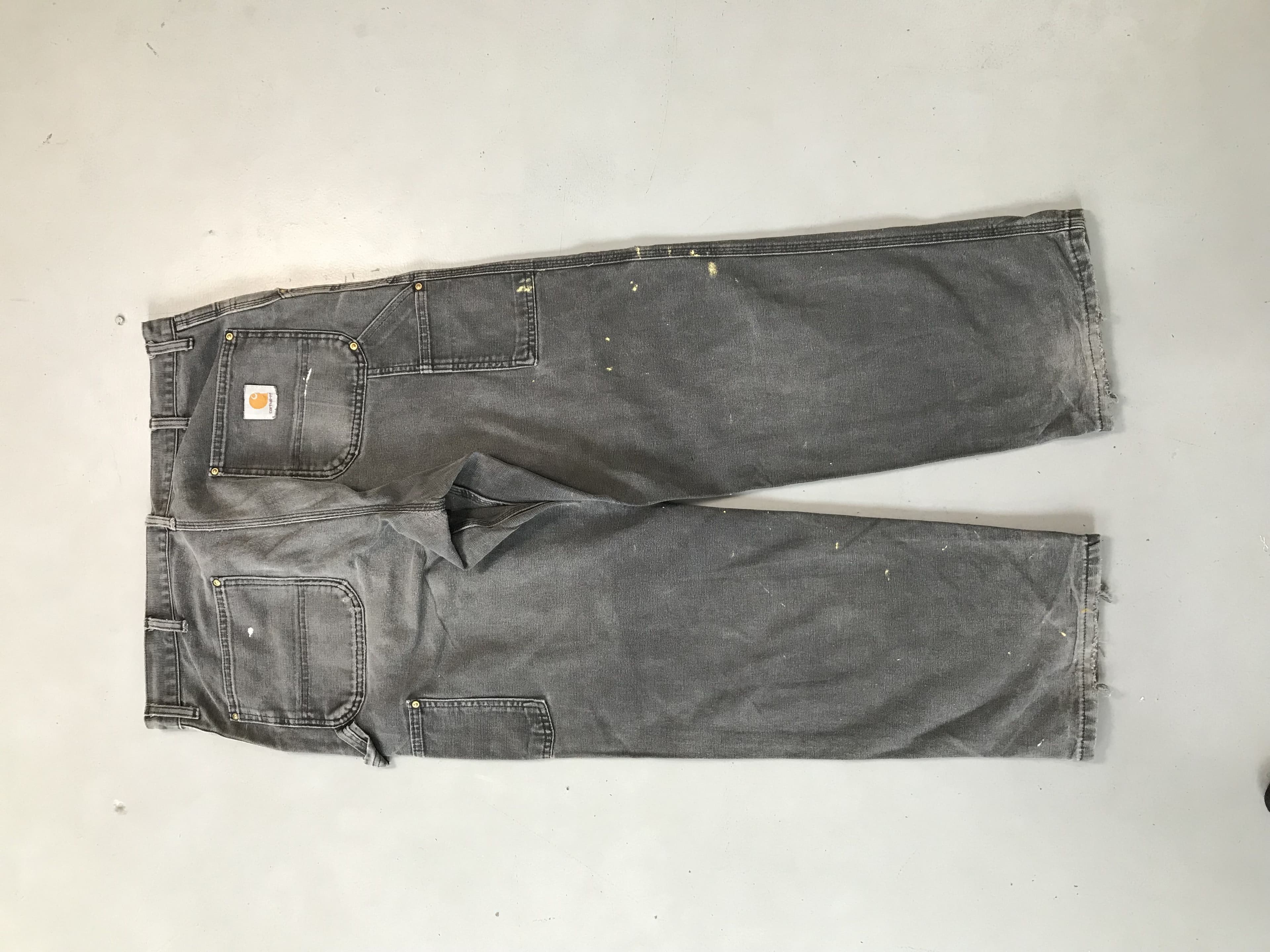 Vintage Faded Carhartt WIP Carpenter Denim | Distressed Black Workwear Jeans | Size 36 — image 11 of 13