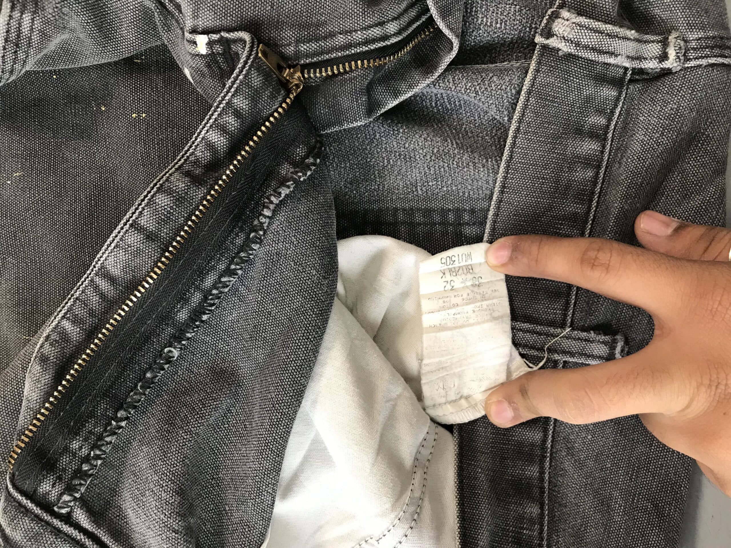 Vintage Faded Carhartt WIP Carpenter Denim | Distressed Black Workwear Jeans | Size 36 — image 8 of 13