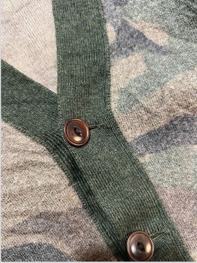 Vintage Polo Ralph Lauren Camo Knit Cardigan Sweater Women’s L Gray — image 7 of 9
