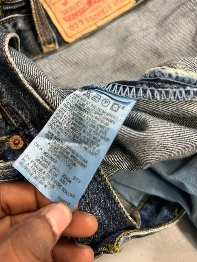 Vintage Levi’s Buckle Belt Denim Jeans | Size 36 | Blue Avant-Garde Pants — image 14 of 15