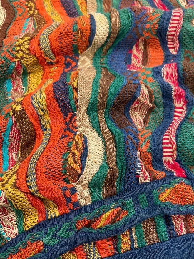Vintage COOGI 3D Multicolor Knit Cardigan | Textured Pattern | Size XL thumbnail 4