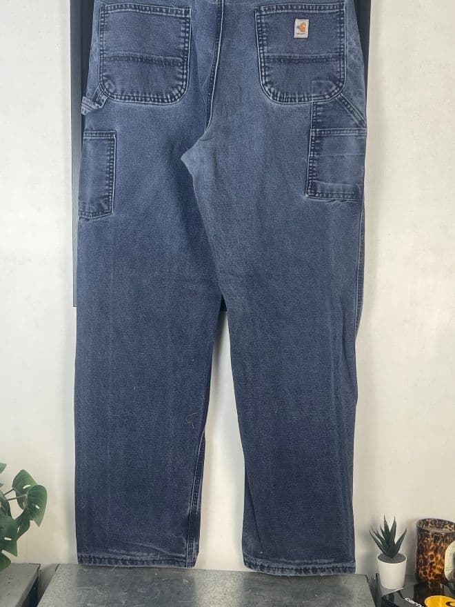 Vintage Carhartt Navy Carpenter Denim Pants | Size 35 — image 5 of 9