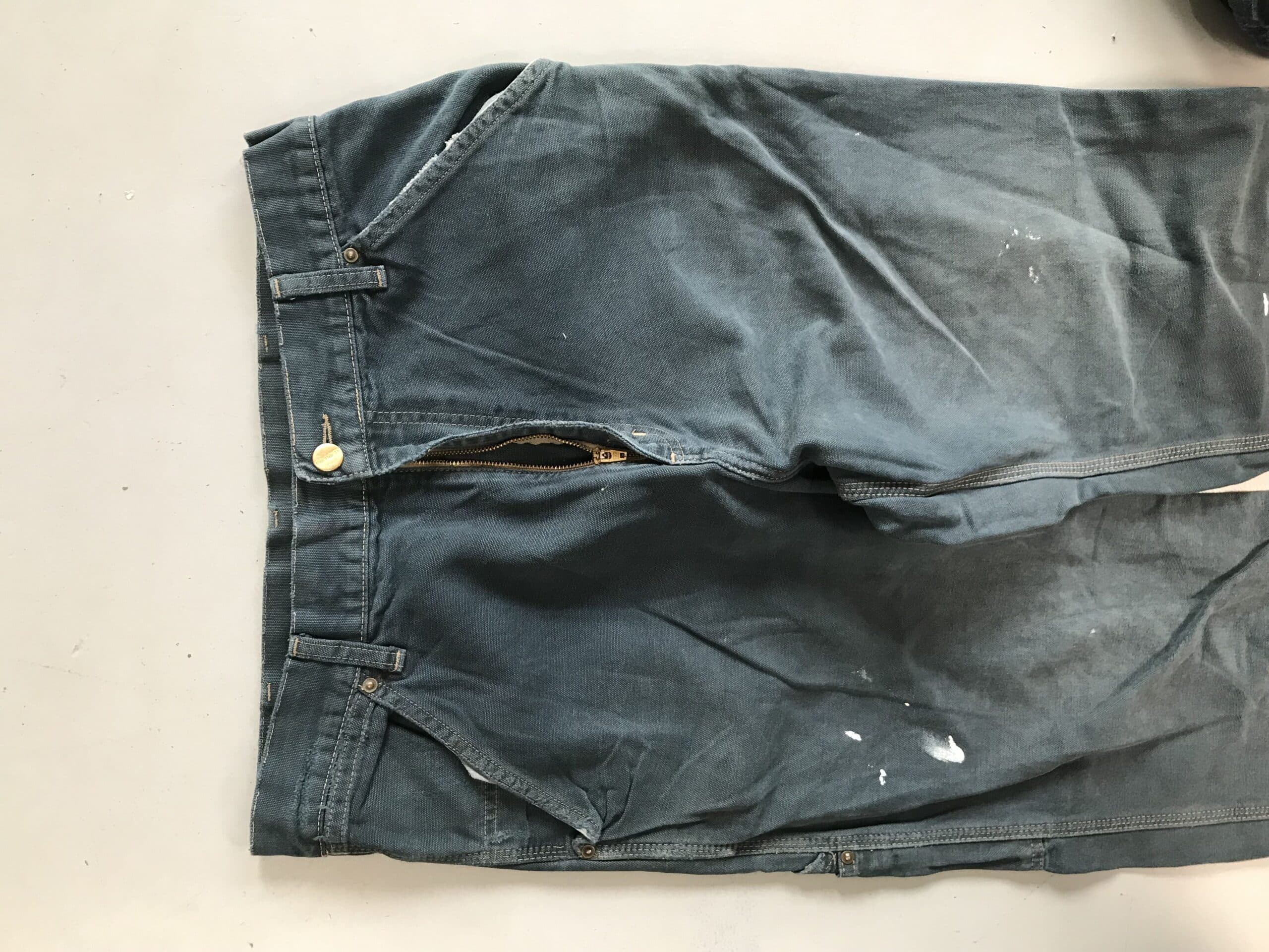 Vintage Faded Carhartt WIP Carpenter Denim | Distressed Blue Workwear Jeans | Size 34 — image 5 of 12