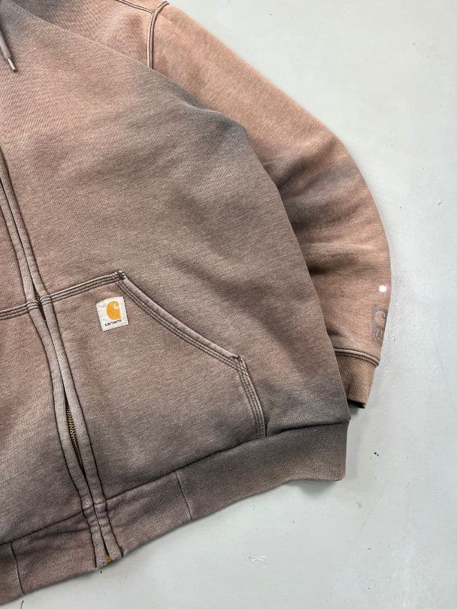 Rare Vintage Sunfaded Carhartt Zip-Up Hoodie – Grey – Size L thumbnail 2