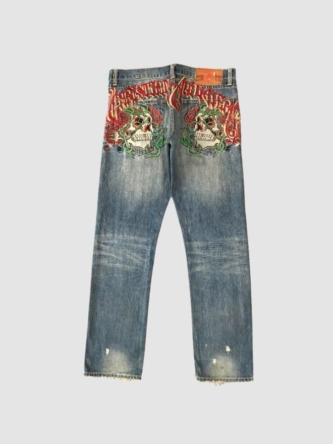 BUNDLE OF 15 CRAZY VINTAGE ED HARDY EMBROIDERED DENIM — image 10 of 13