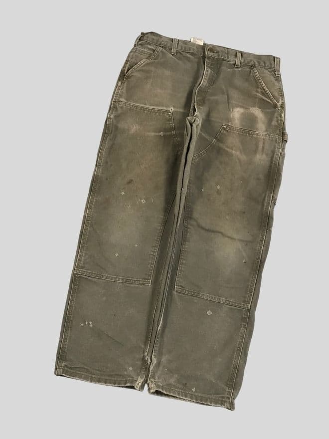 Vintage Carhartt B01 Double Knee Workwear Pants | Distressed Olive Green | Size 34 thumbnail 4