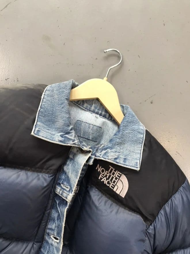 Levi’s × The North Face Upcycled Denim Puffer Jacket – Vintage Orange – XS — image 5 of 12