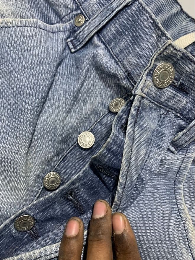 Levi's Vintage Engineer Jeans Custom – Blue Denim – US 32 / EU 48 – Distressed Avant-Garde — image 6 of 11