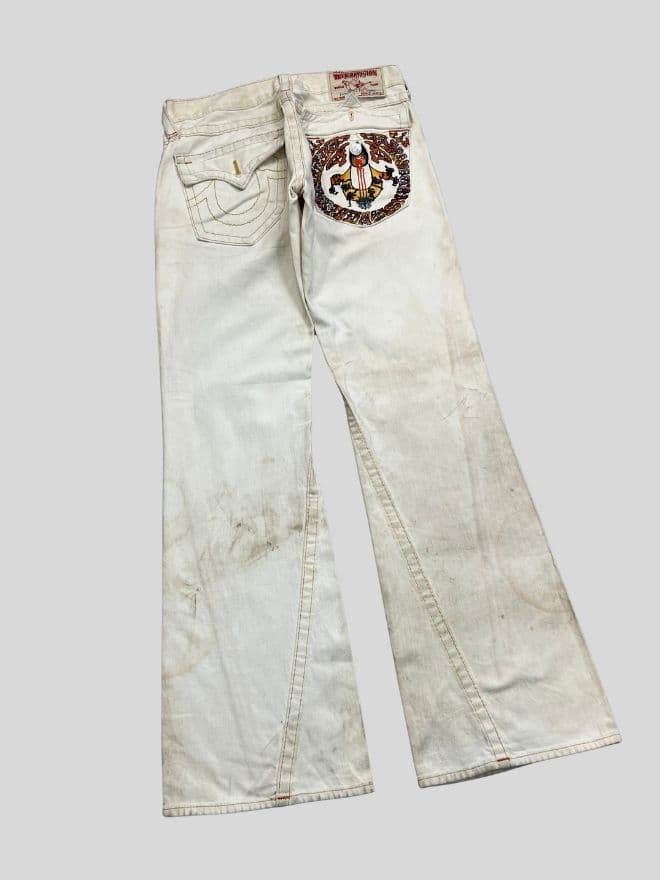 Vintage True Religion Floral Embroidered Denim Jeans – Size 34 — image 12 of 13