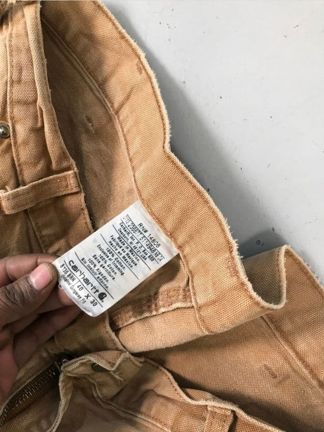 Vintage Faded Carhartt Double Knee Denim – Beige – Size 38 — image 7 of 8