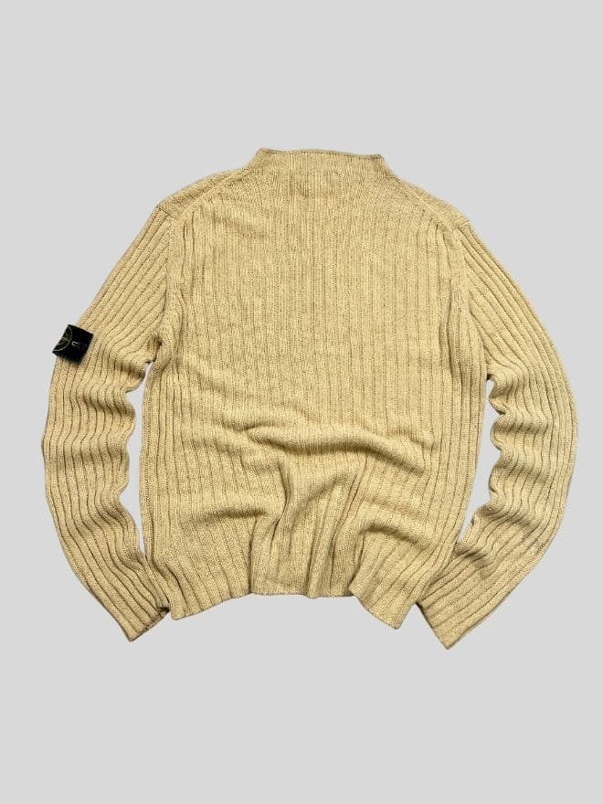 Vintage Stone Island Button-Up Knit Sweater | Yellow | Size M — image 7 of 10