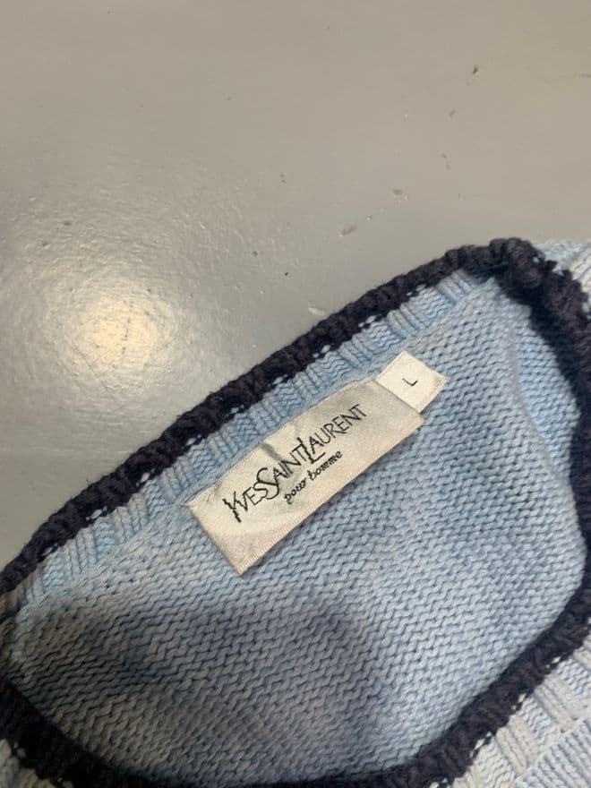 Yves Saint Laurent Vintage White Tag Knit Sweater – Blue – Size M – Classic Designer — image 6 of 12