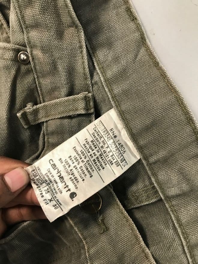 Vintage Carhartt B01 Double Knee Workwear Pants | Distressed Olive Green | Size 34 — image 6 of 9