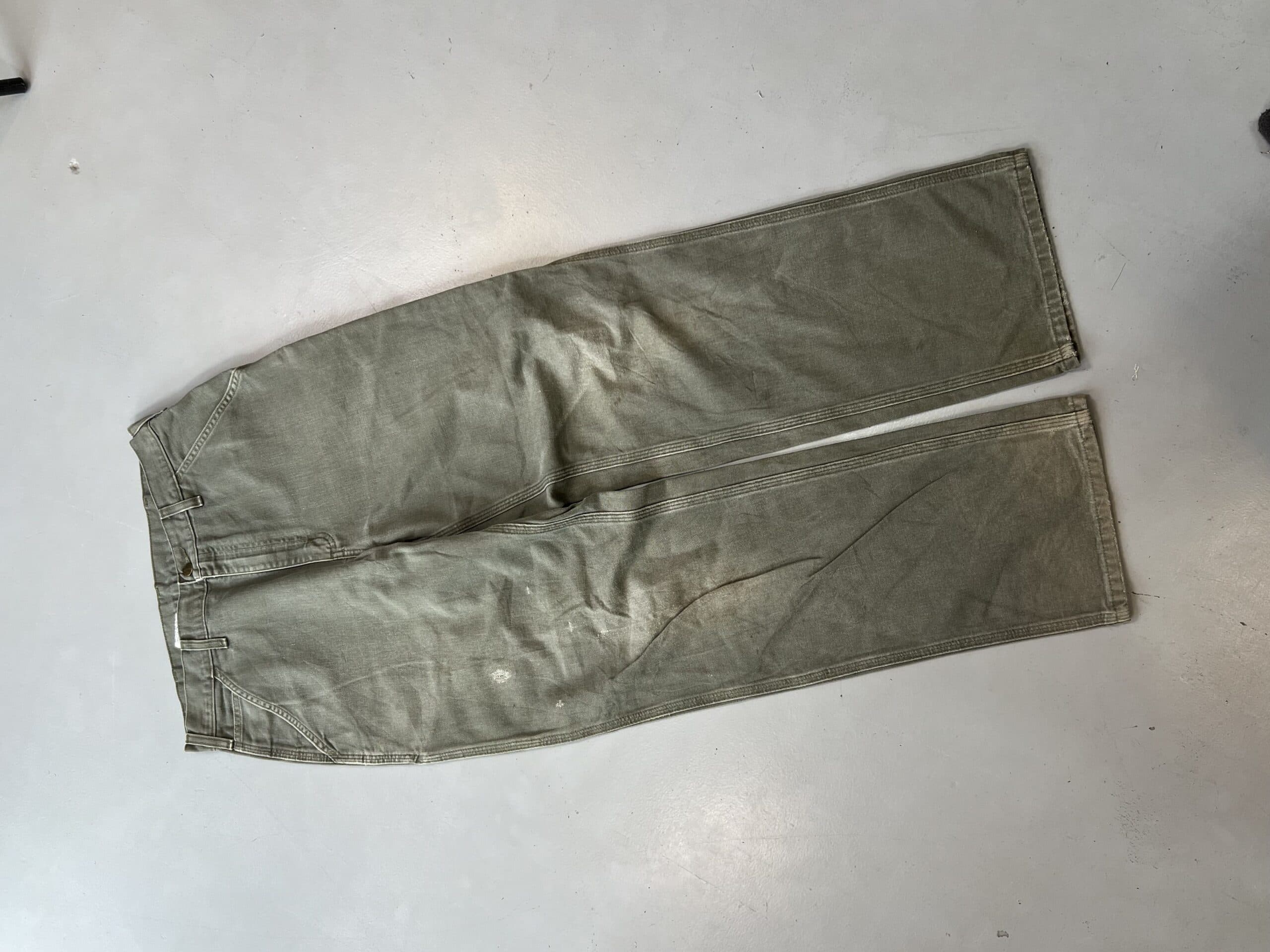 Vintage Carhartt B11 Moss Carpenter Denim – Green Workwear Pants (Size 34) — image 9 of 11
