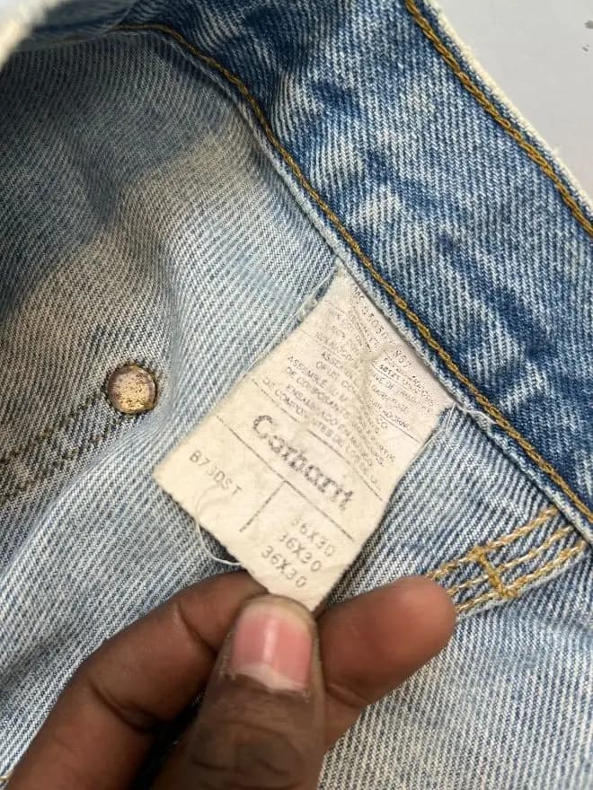 Vintage Carhartt B07 Denim Double Knee Jeans | Blue | Size 36 Workwear Pants — image 10 of 11