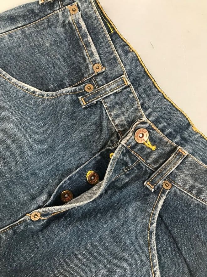 Vintage Levi’s Engineer Jeans with Buckle Belt | Size 28 | Distressed Workwear Denim — image 6 of 11