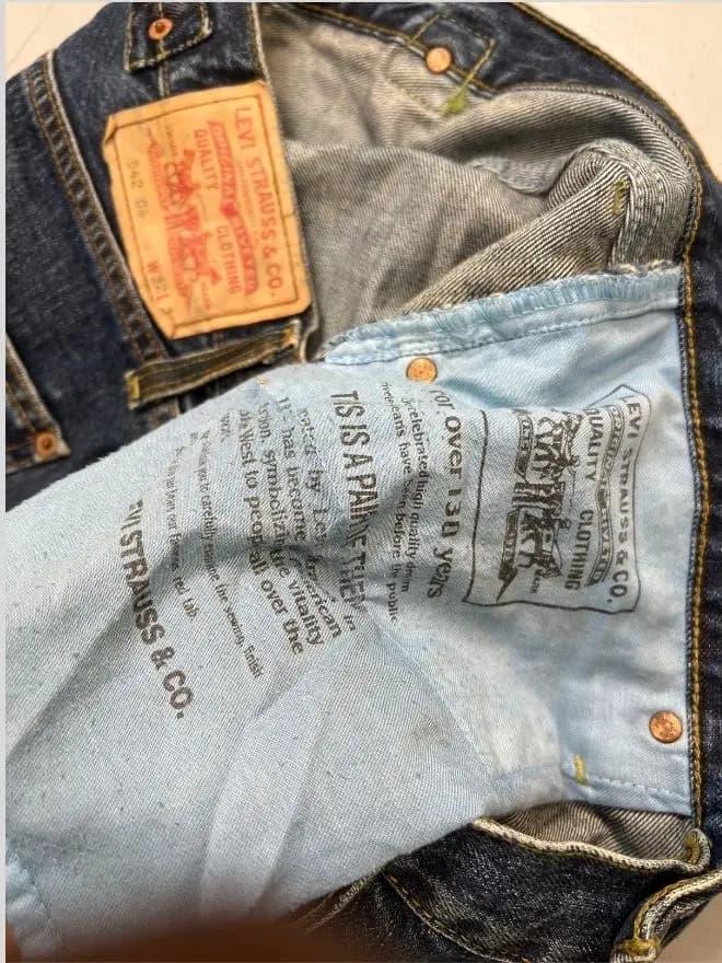 Vintage Levi’s Buckle Belt Denim Jeans | Size 36 | Blue Avant-Garde Pants — image 15 of 15