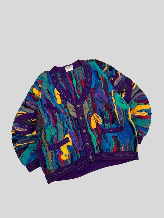 Vintage COOGI Multicolor Knit Sweater | 3D Textured Pattern | Size L — image 1 of 8