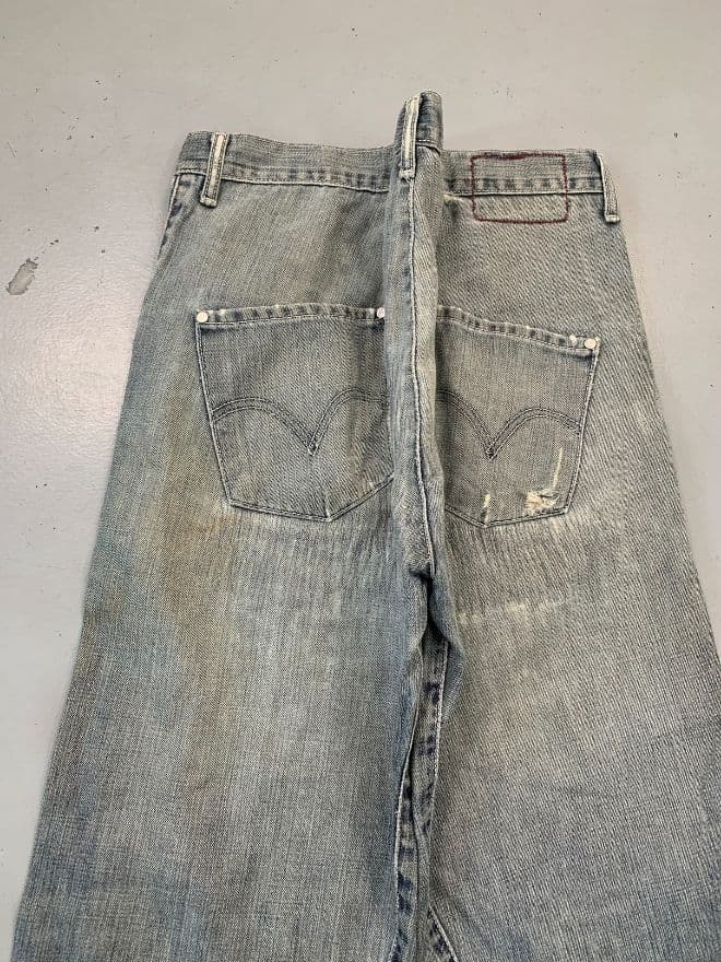 Levi's Vintage Engineer Jeans – Blue Denim – Size 33 – Distressed Avant-Garde Style — image 12 of 13