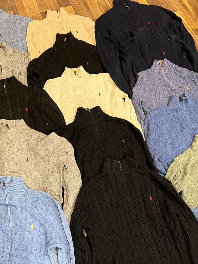 Bundle of Vintage Ralph Lauren Polo 1/4 Cable Knit Zipper Sweaters — image 5 of 5