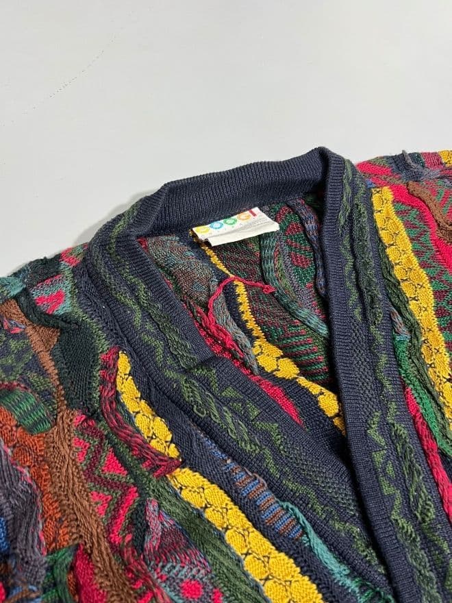 Vintage Coogi 3D Multicolored Knit Cardigan (M) — image 2 of 9