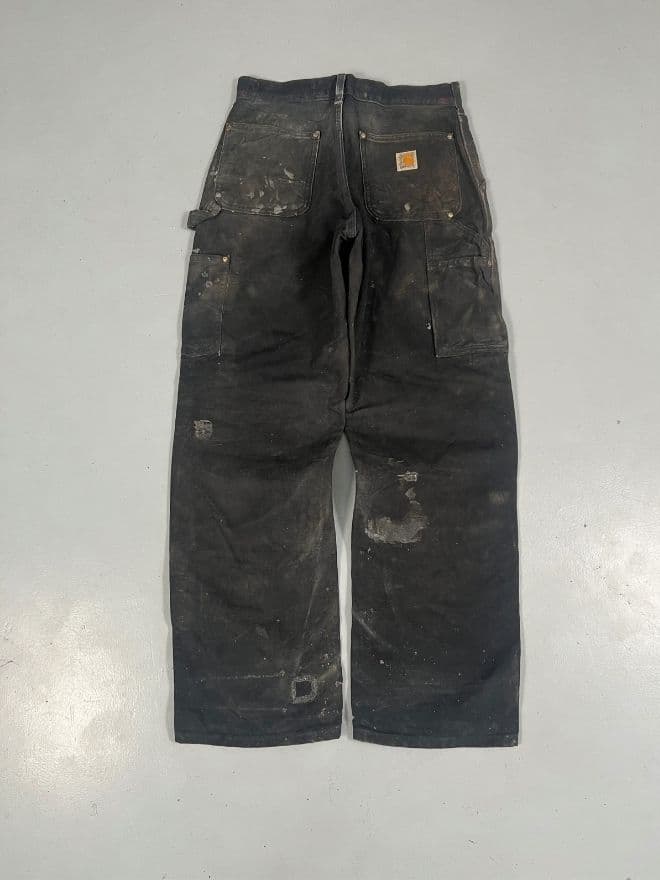 Vintage Carhartt B01 Black Faded Double Knee Denim (30x30) — image 8 of 12