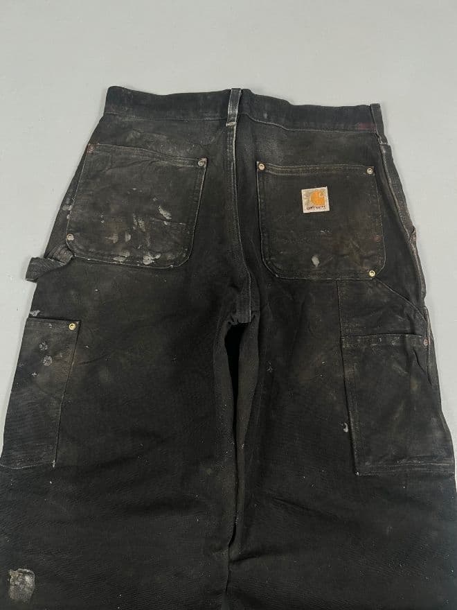 Vintage Carhartt B01 Black Faded Double Knee Denim (30x30) — image 7 of 12