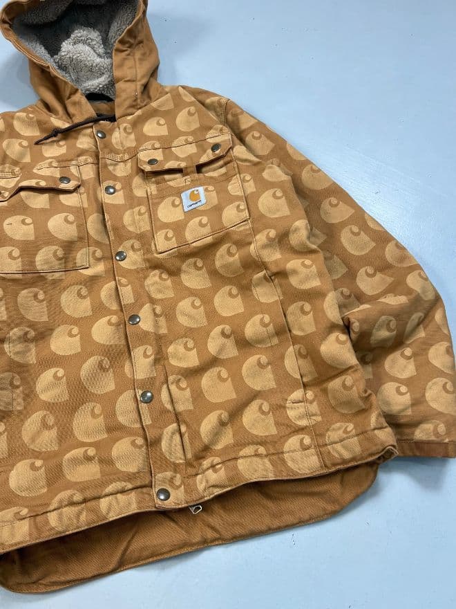 Carhartt – Factory Leftover Vintage Sherpa-Lined Jacket – Men’s Size M (Workwear / Beige) — image 10 of 11