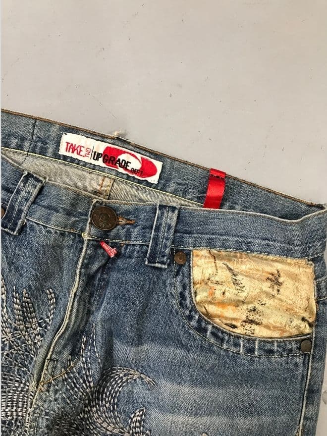 Crazy Vintage Japanese Embroidered Denim – Blue – Size 34 — image 5 of 8
